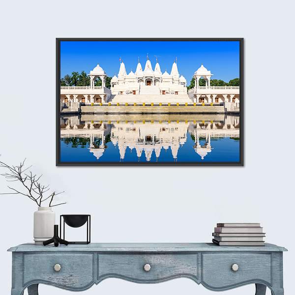 Hindu Temple In Atlanta Georgia Canvas Wall Art-1 Piece-Floating Frame-24" x 16"-Tiaracle