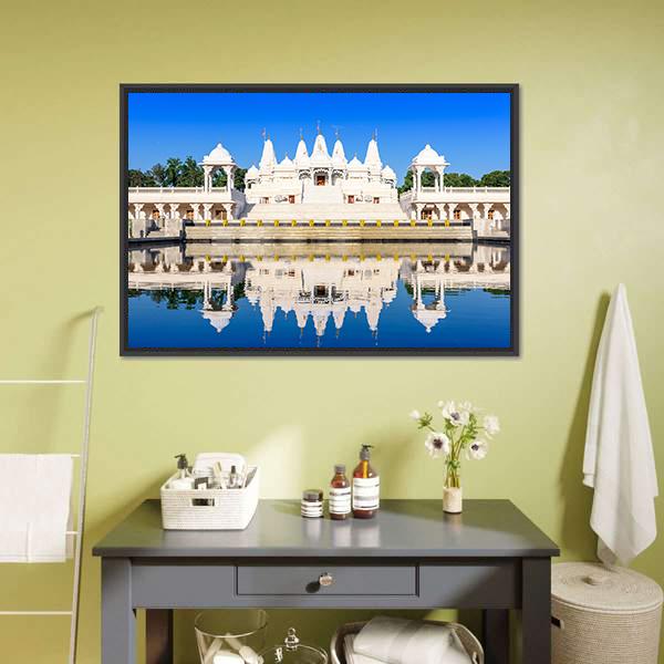 Hindu Temple In Atlanta Georgia Canvas Wall Art-1 Piece-Floating Frame-24" x 16"-Tiaracle