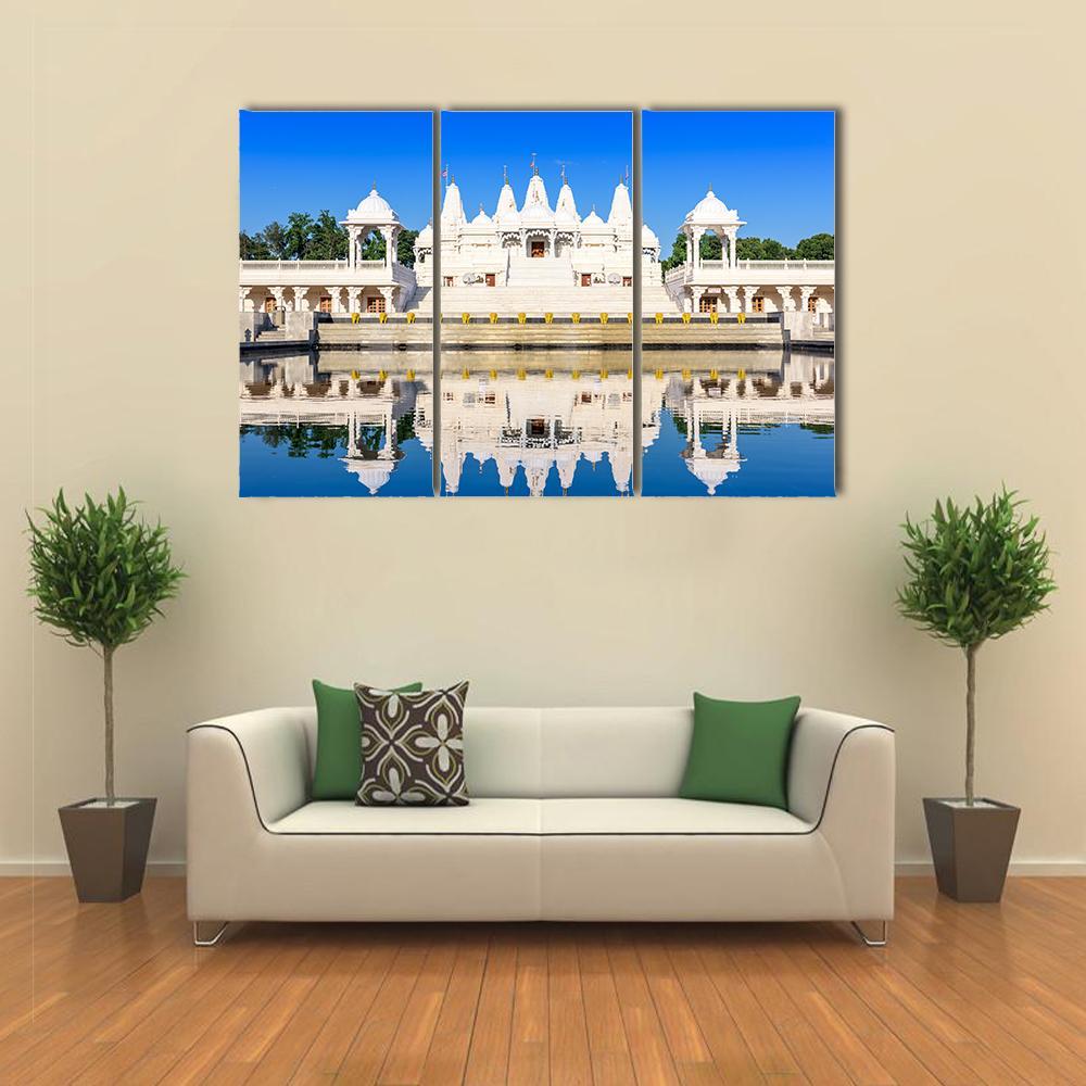 Hindu Temple In Atlanta Georgia Canvas Wall Art-3 Horizontal-Gallery Wrap-37" x 24"-Tiaracle