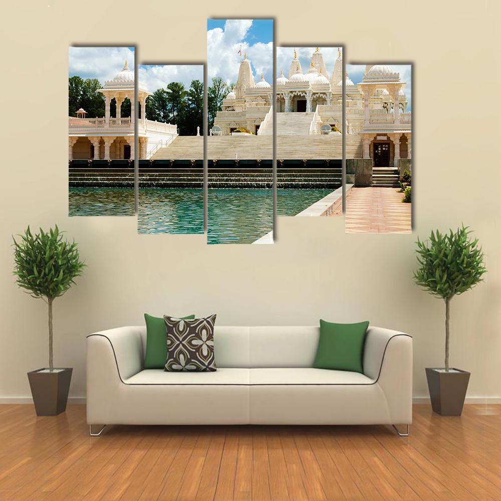 Hindu Temple In Atlanta Canvas Wall Art-5 Pop-Gallery Wrap-47" x 32"-Tiaracle