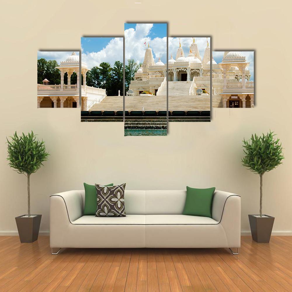 Hindu Temple In Atlanta Canvas Wall Art-5 Star-Gallery Wrap-62" x 32"-Tiaracle