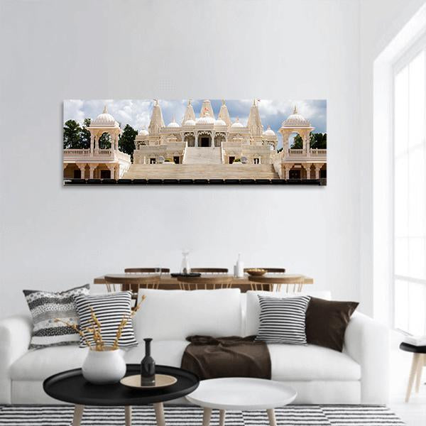 Hindu Temple Atlanta Panoramic Canvas Wall Art-3 Piece-25" x 08"-Tiaracle