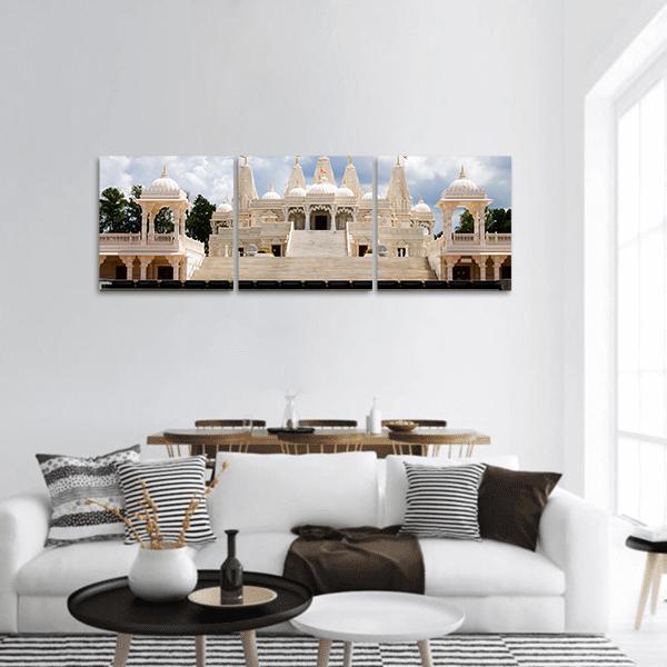 Hindu Temple Atlanta Panoramic Canvas Wall Art-3 Piece-25" x 08"-Tiaracle