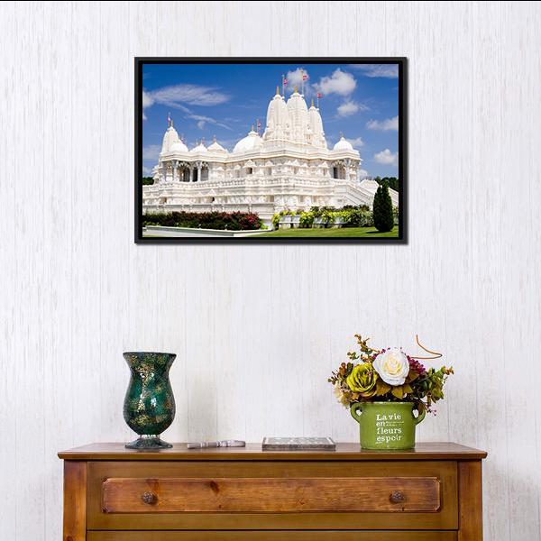 Hindu Temple Of Atlanta Canvas Wall Art-1 Piece-Floating Frame-24" x 16"-Tiaracle