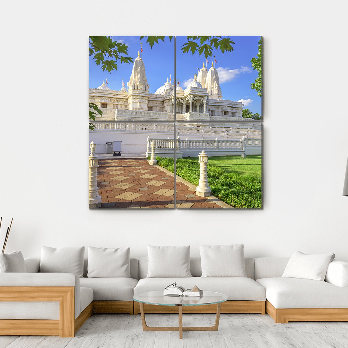 Hindu Temple Of Atlanta Georgia Canvas Wall Art-4 Square-Gallery Wrap-17" x 17"-Tiaracle