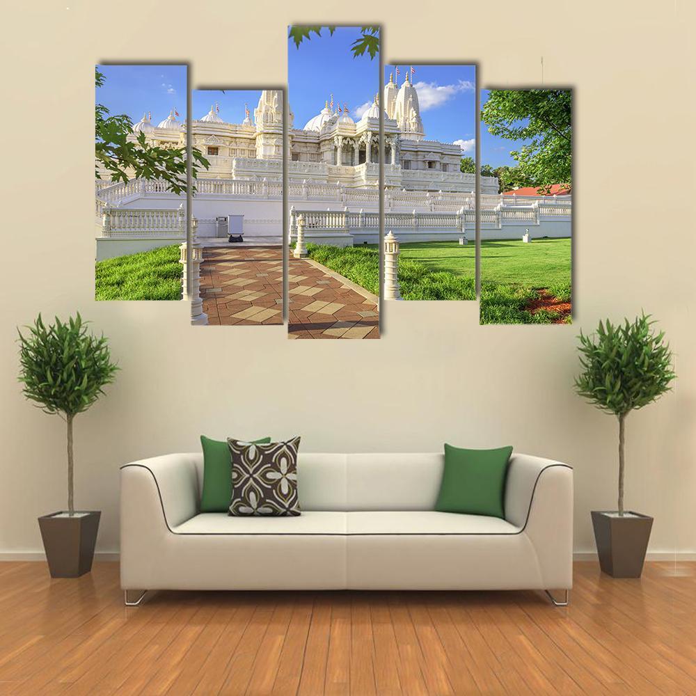 Hindu Temple Of Atlanta Georgia Canvas Wall Art-5 Pop-Gallery Wrap-47" x 32"-Tiaracle
