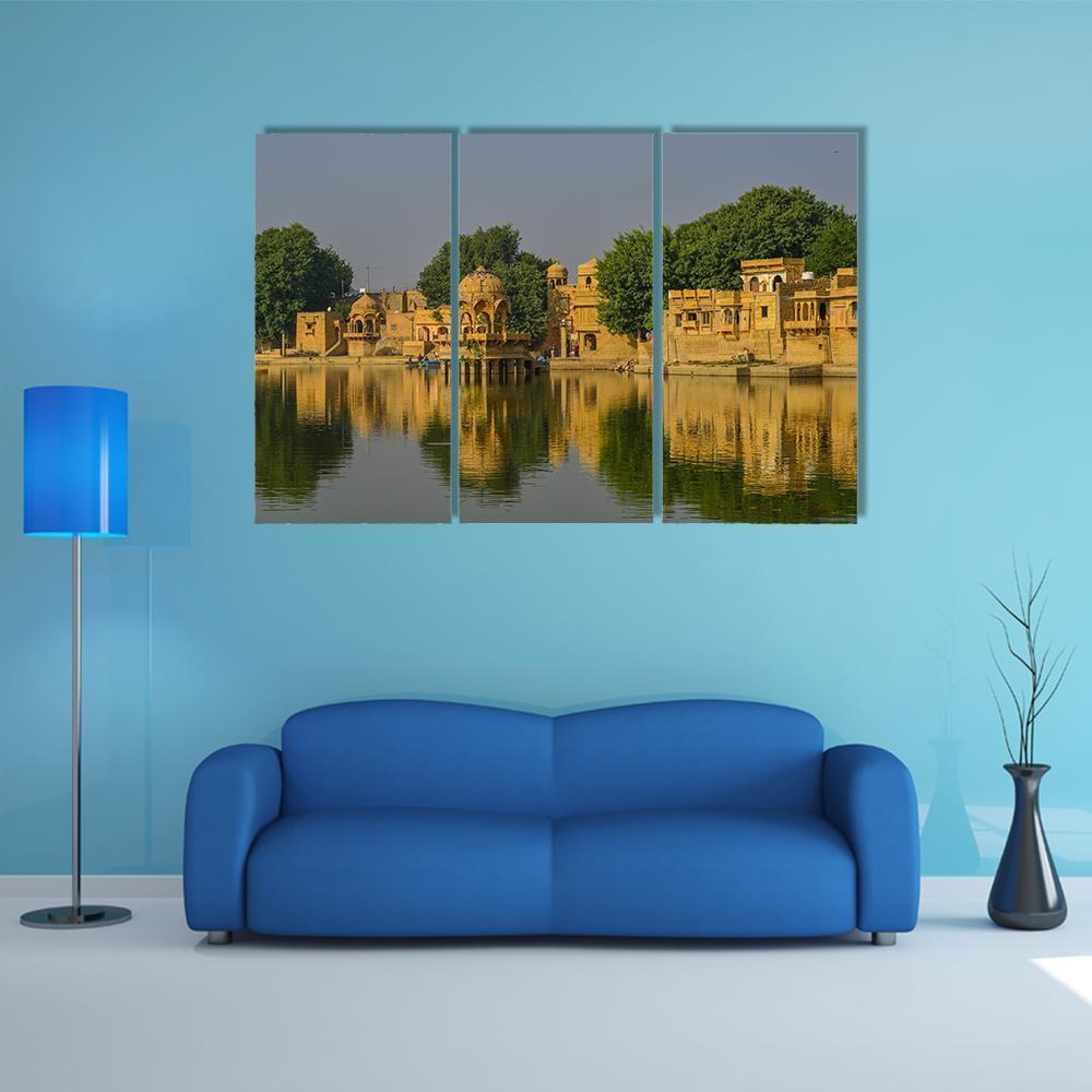 Hindu Temples In Jaisalmer Canvas Wall Art-3 Horizontal-Gallery Wrap-37" x 24"-Tiaracle