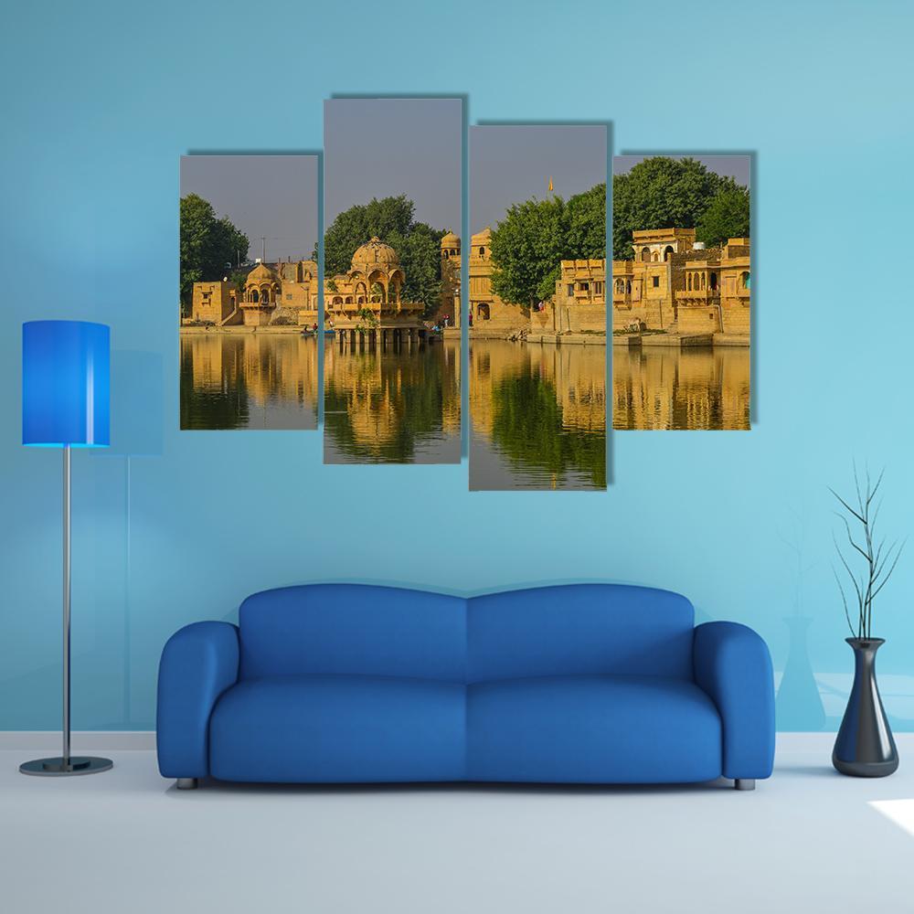 Hindu Temples In Jaisalmer Canvas Wall Art-4 Pop-Gallery Wrap-50" x 32"-Tiaracle