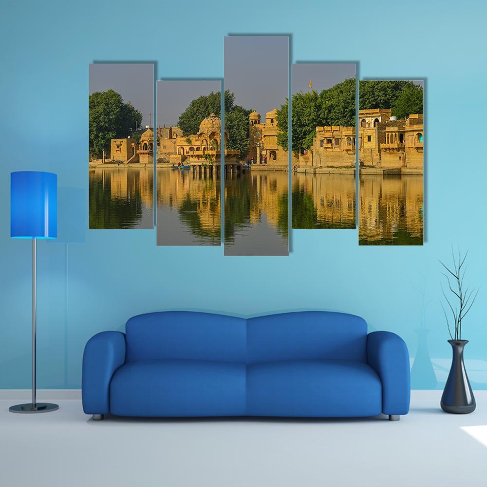 Hindu Temples In Jaisalmer Canvas Wall Art-5 Pop-Gallery Wrap-47" x 32"-Tiaracle
