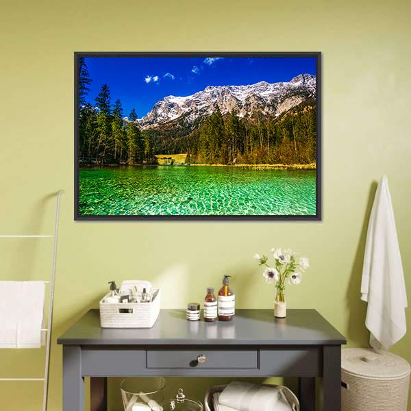 Hintersee Lake Canvas Wall Art-1 Piece-Floating Frame-24" x 16"-Tiaracle