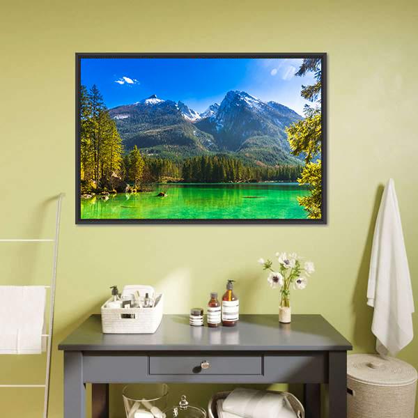 Hintersee Lake Germany Canvas Wall Art-1 Piece-Floating Frame-24" x 16"-Tiaracle