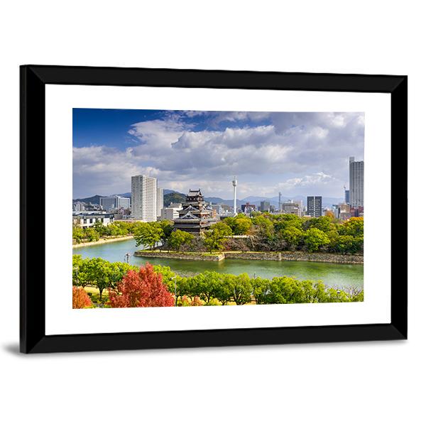 Hiroshima City Skyline At The Castle Canvas Wall Art-3 Horizontal-Gallery Wrap-25" x 16"-Tiaracle