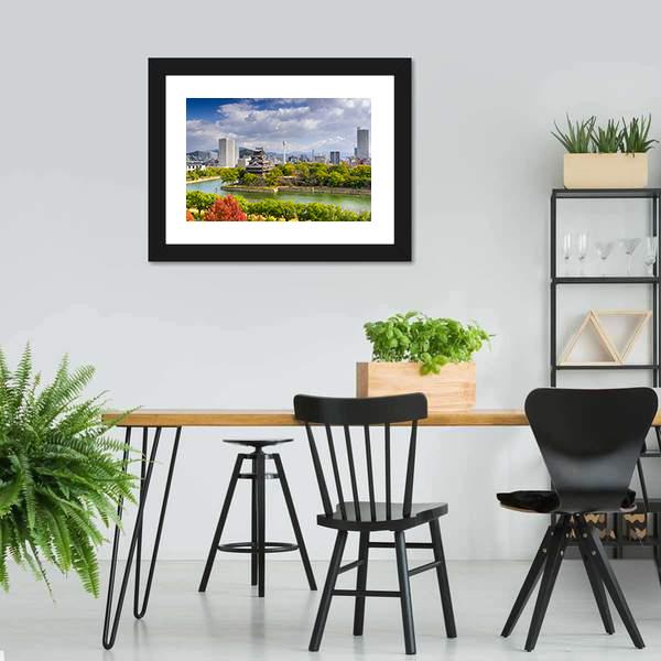 Hiroshima City Skyline At The Castle Canvas Wall Art-3 Horizontal-Gallery Wrap-25" x 16"-Tiaracle