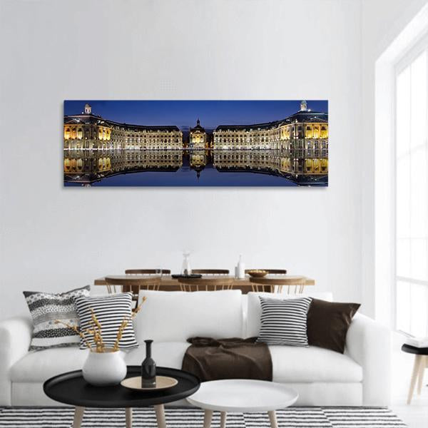 Bordeaux Reflection In Water Panoramic Canvas Wall Art-3 Piece-25" x 08"-Tiaracle