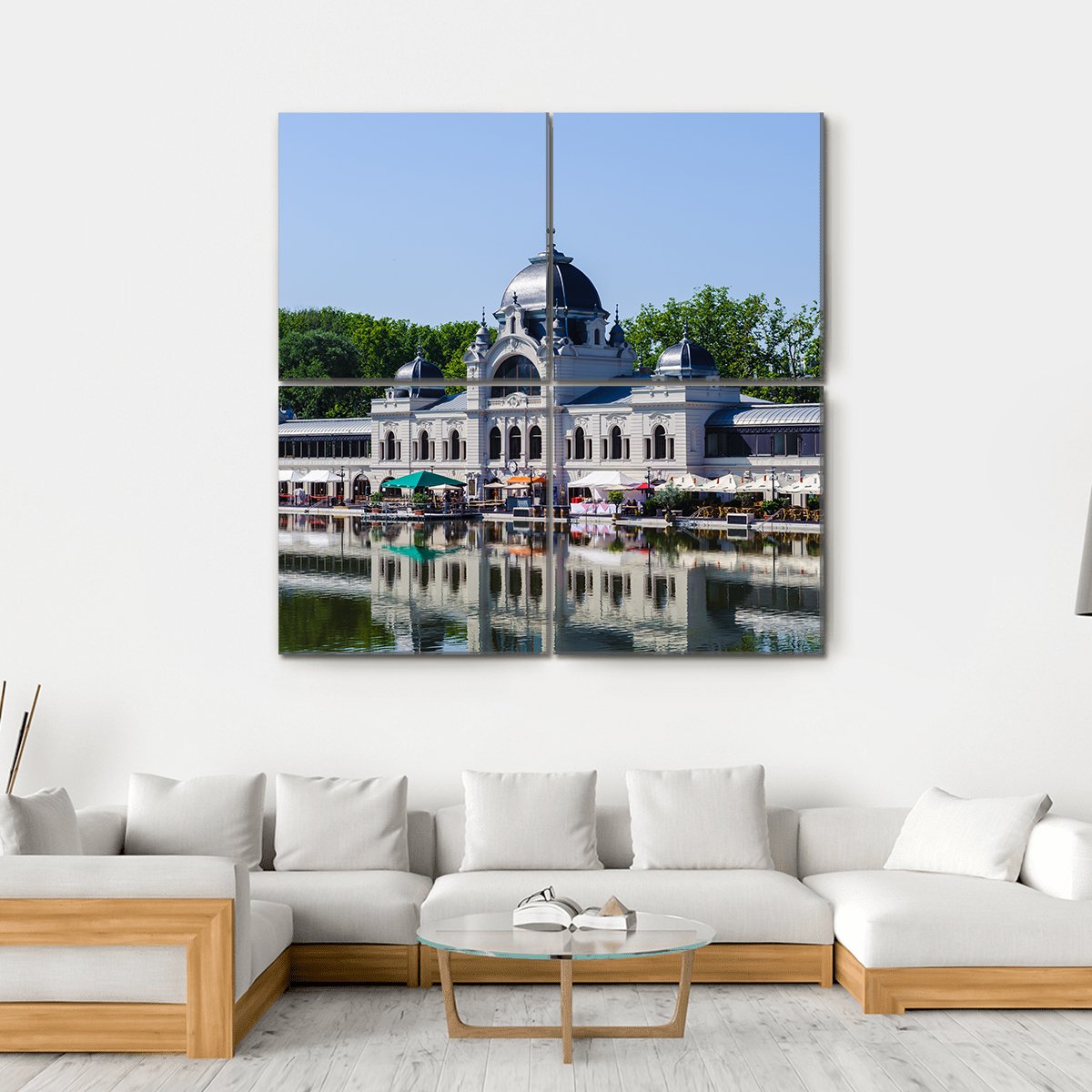 Historic Building in Budapest Canvas Wall Art-4 Square-Gallery Wrap-17" x 17"-Tiaracle