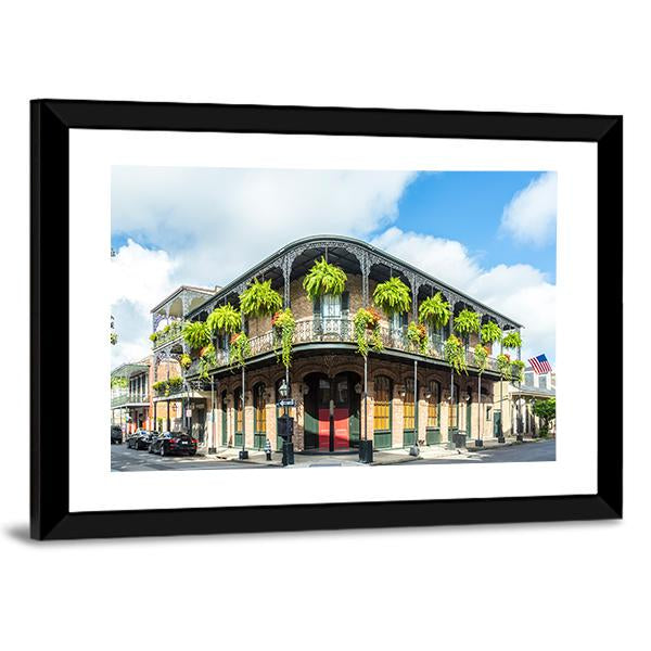 Historic Building In French Quarter Canvas Wall Art-3 Horizontal-Gallery Wrap-25" x 16"-Tiaracle