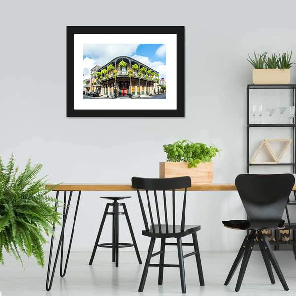 Historic Building In French Quarter Canvas Wall Art-3 Horizontal-Gallery Wrap-25" x 16"-Tiaracle