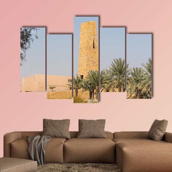 Diraiyah Stone Fortress Saudi Canvas Wall Art-5 Pop-Gallery Wrap-47" x 32"-Tiaracle
