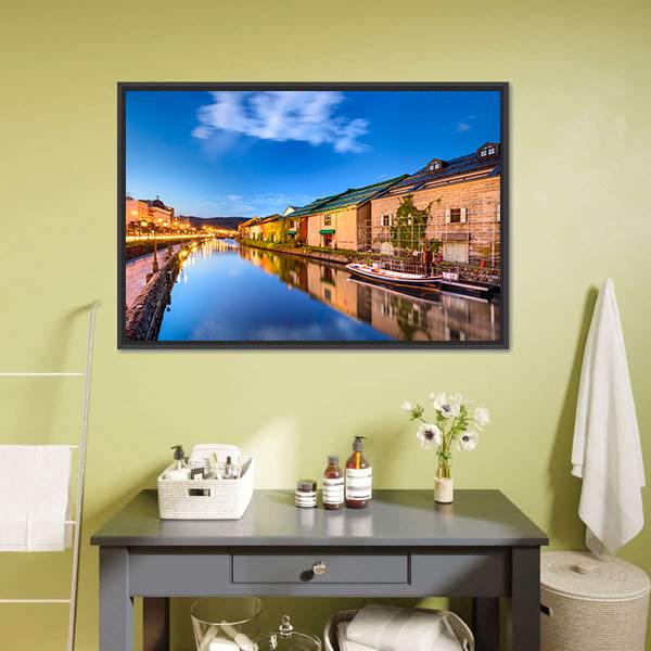 Historic Canal In Japan Canvas Wall Art-1 Piece-Floating Frame-24" x 16"-Tiaracle