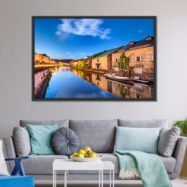 Historic Canal In Japan Canvas Wall Art-3 Horizontal-Gallery Wrap-25" x 16"-Tiaracle