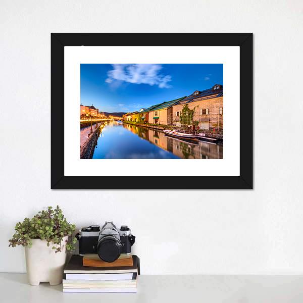 Historic Canal In Japan Canvas Wall Art-1 Piece-Framed Print-20" x 16"-Tiaracle