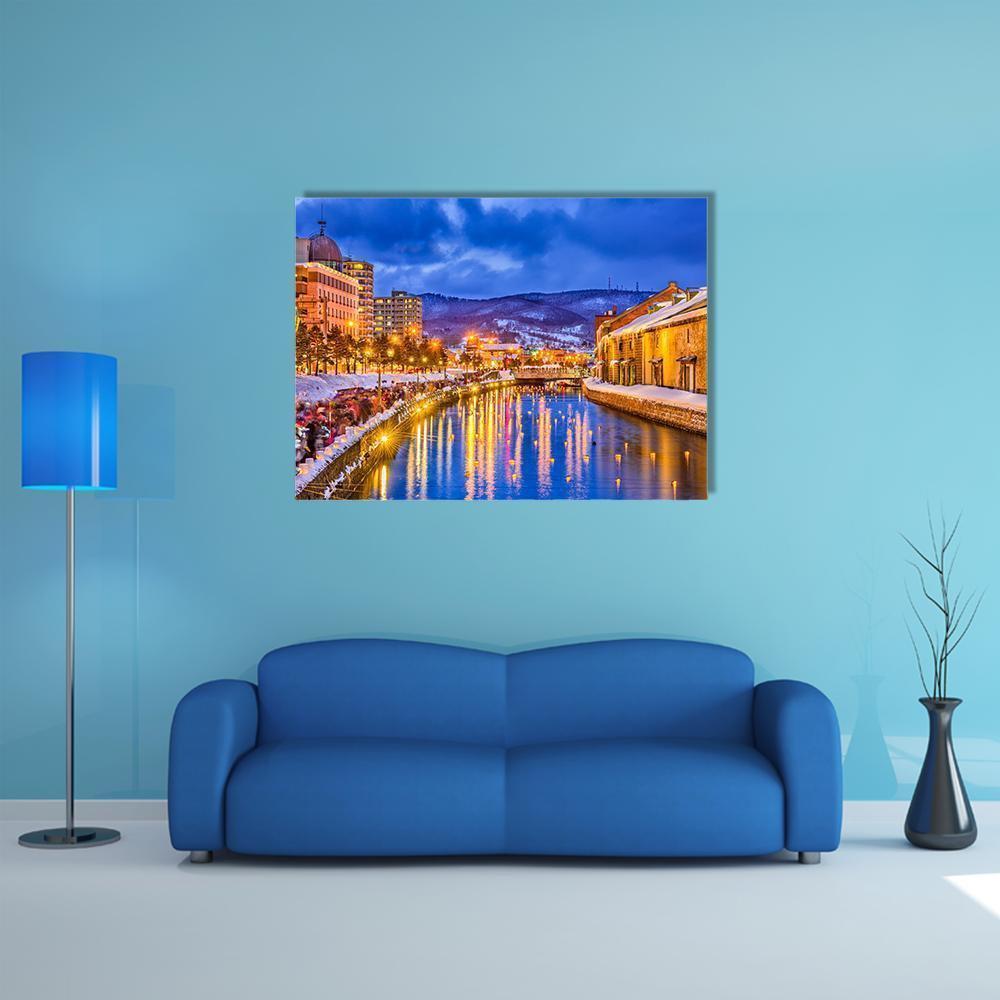 Historic Canal In Winter Japan Canvas Wall Art-4 Horizontal-Gallery Wrap-34" x 24"-Tiaracle