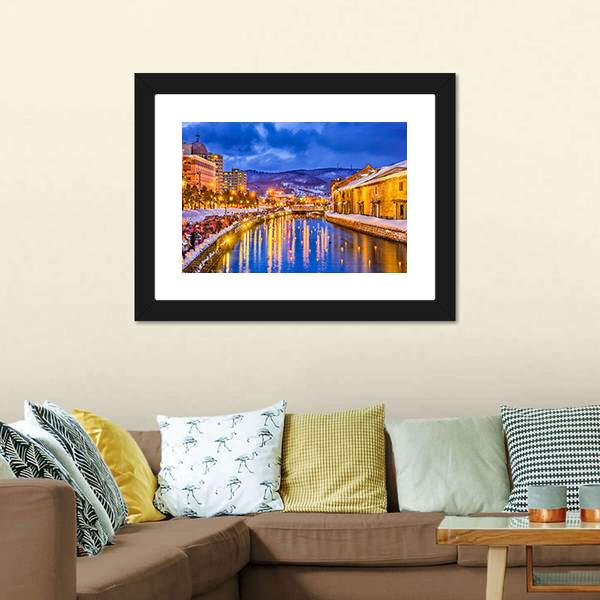 Historic Canal In Winter Japan Canvas Wall Art-3 Horizontal-Gallery Wrap-25" x 16"-Tiaracle