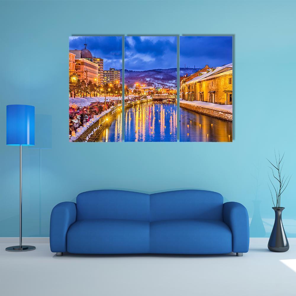 Historic Canal In Winter Japan Canvas Wall Art-3 Horizontal-Gallery Wrap-37" x 24"-Tiaracle