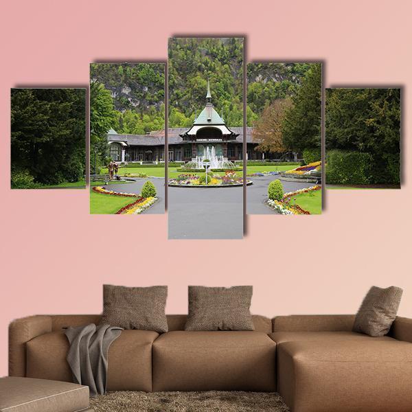 Casino Kursaal In Interlaken Canvas Wall Art-5 Star-Gallery Wrap-62" x 32"-Tiaracle