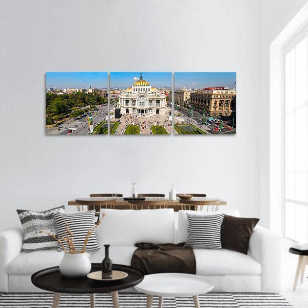 Palacio De Bellas Artes Panoramic Canvas Wall Art-3 Piece-25" x 08"-Tiaracle