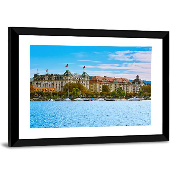 Historic Center Of Zurich Panoramic Canvas Wall Art-1 Piece-36" x 12"-Tiaracle