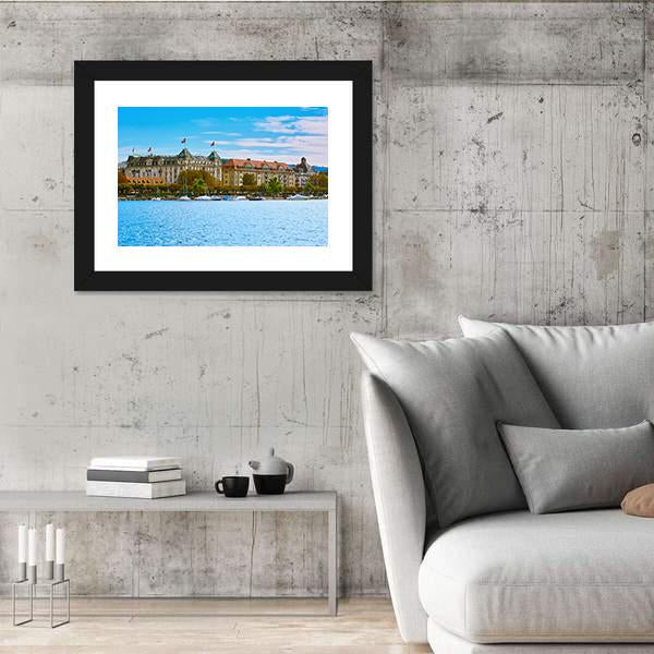 Historic Center Of Zurich Panoramic Canvas Wall Art-1 Piece-36" x 12"-Tiaracle