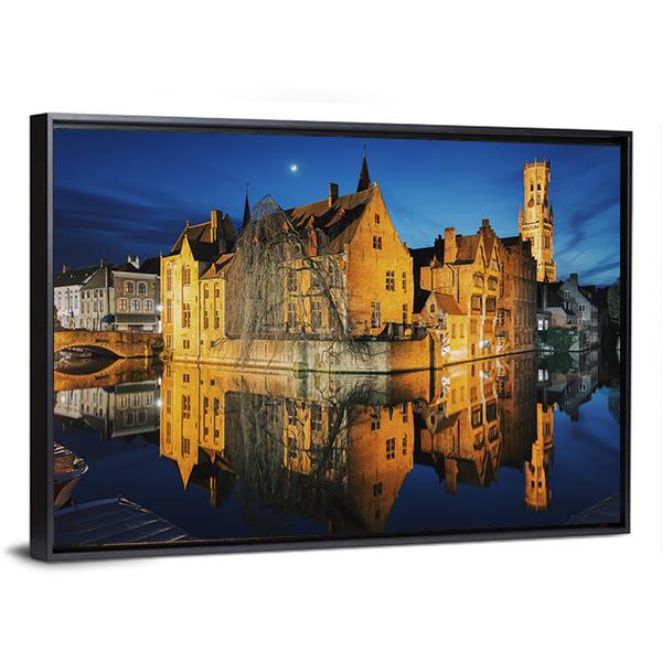 Historic City Center Of Brugge Canvas Wall Art-3 Horizontal-Gallery Wrap-25" x 16"-Tiaracle