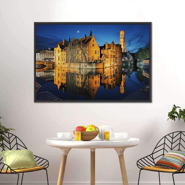 Historic City Center Of Brugge Canvas Wall Art-3 Horizontal-Gallery Wrap-25" x 16"-Tiaracle