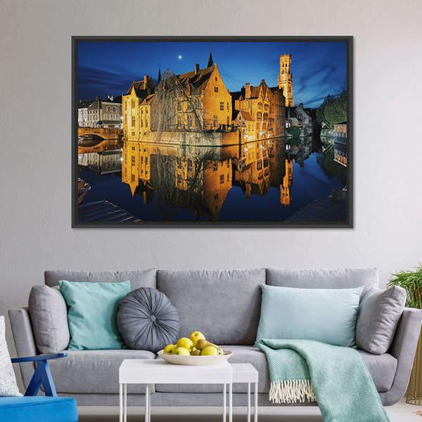 Historic City Center Of Brugge Canvas Wall Art-3 Horizontal-Gallery Wrap-25" x 16"-Tiaracle