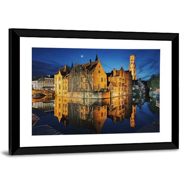 Historic City Center Of Brugge Canvas Wall Art-3 Horizontal-Gallery Wrap-25" x 16"-Tiaracle