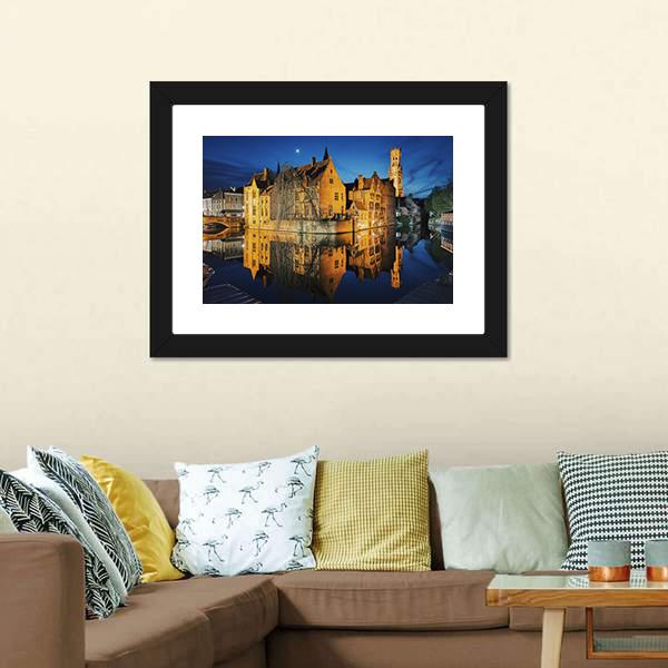 Historic City Center Of Brugge Canvas Wall Art-3 Horizontal-Gallery Wrap-25" x 16"-Tiaracle