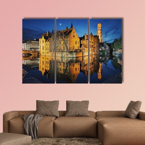 Historic City Center Of Brugge Canvas Wall Art-3 Horizontal-Gallery Wrap-25" x 16"-Tiaracle