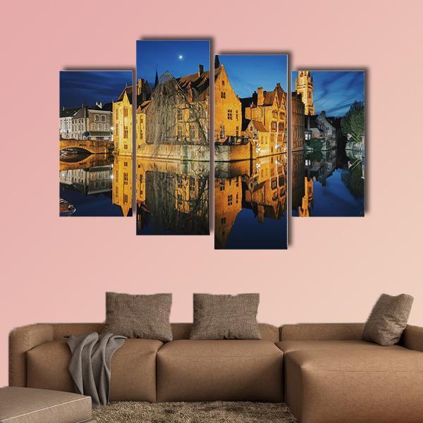 Historic City Center Of Brugge Canvas Wall Art-4 Pop-Gallery Wrap-50" x 32"-Tiaracle