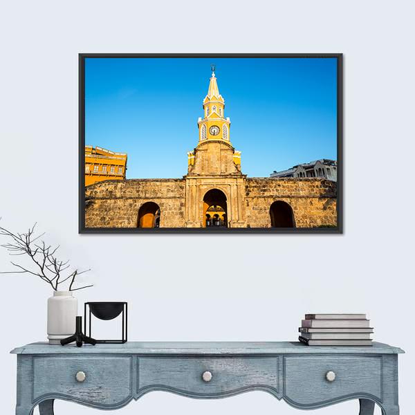 Historic Clock Tower Gate Colombia Canvas Wall Art-3 Horizontal-Gallery Wrap-25" x 16"-Tiaracle
