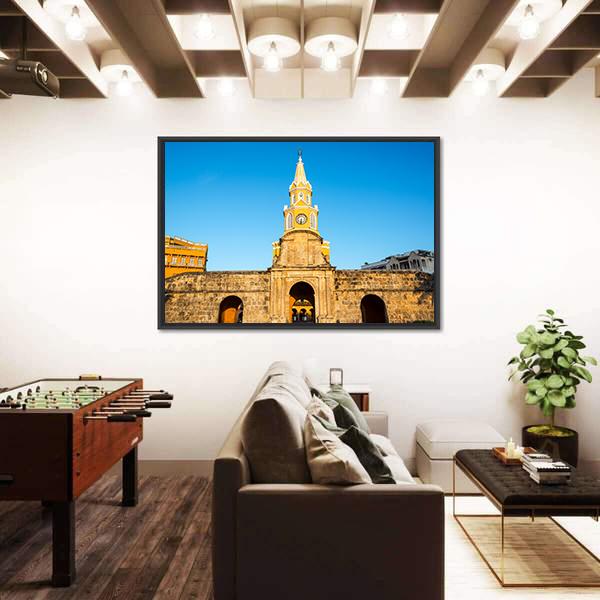 Historic Clock Tower Gate Colombia Canvas Wall Art-3 Horizontal-Gallery Wrap-25" x 16"-Tiaracle