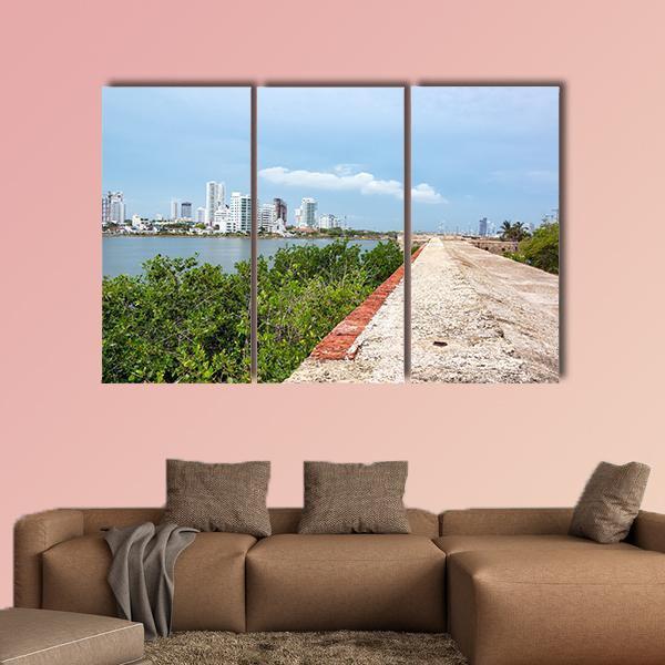 Defensive Wall Of Cartagena Canvas Wall Art-3 Horizontal-Gallery Wrap-25" x 16"-Tiaracle