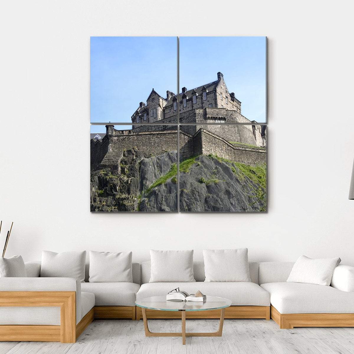Historic Edinburgh Castle Canvas Wall Art-4 Square-Gallery Wrap-17" x 17"-Tiaracle