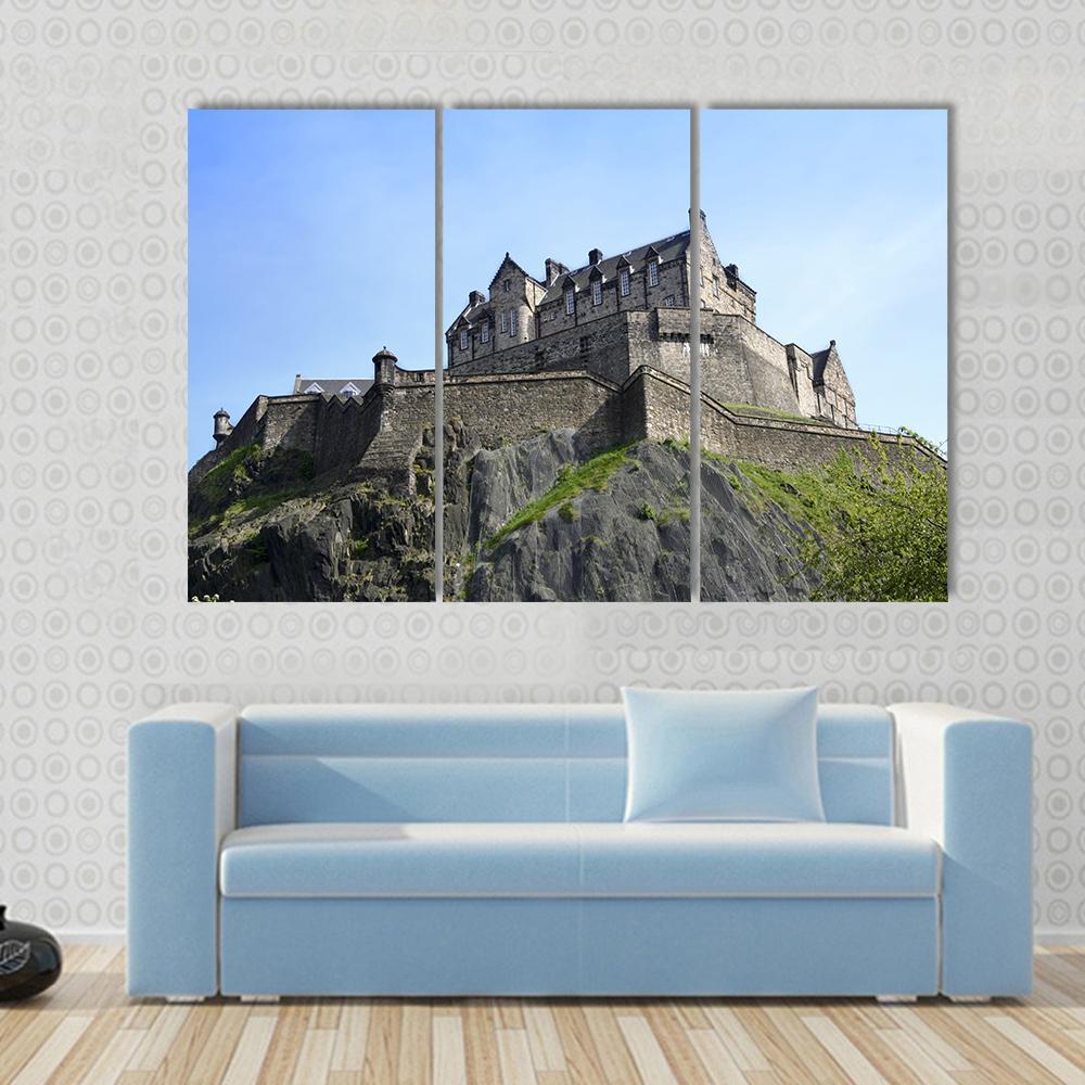 Historic Edinburgh Castle Canvas Wall Art-3 Horizontal-Gallery Wrap-37" x 24"-Tiaracle