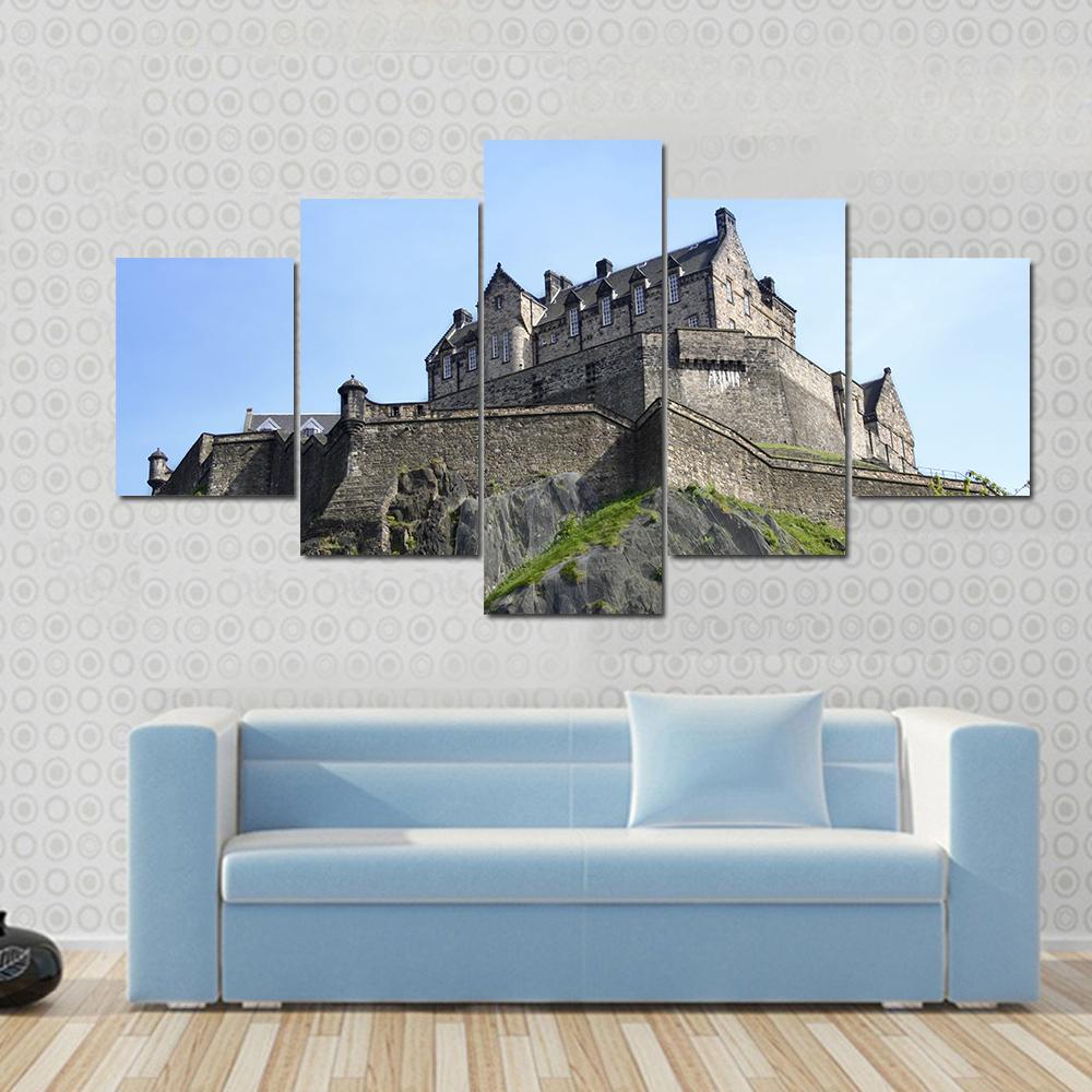 Historic Edinburgh Castle Canvas Wall Art-5 Star-Gallery Wrap-62" x 32"-Tiaracle