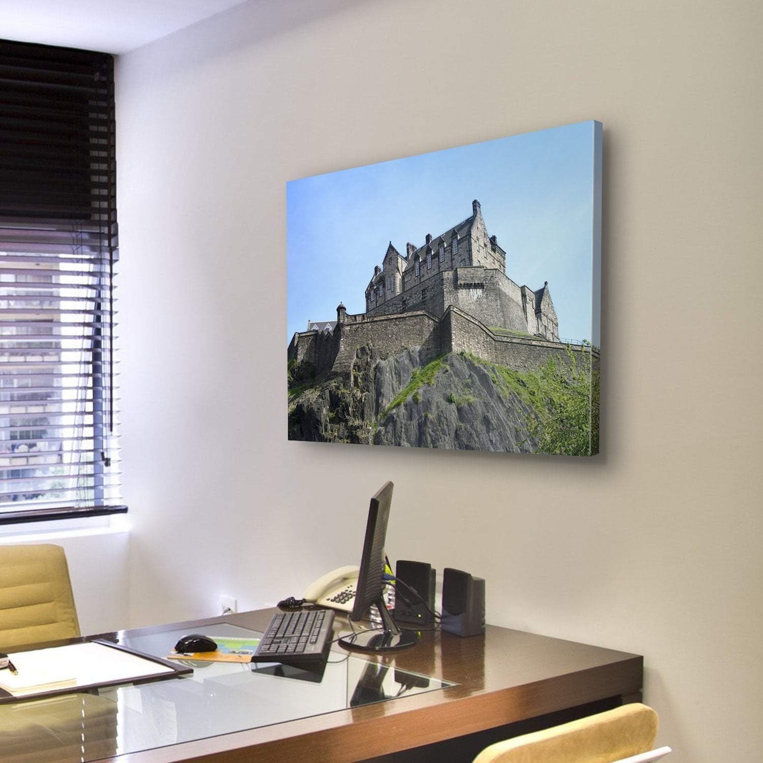 Historic Edinburgh Castle Canvas Wall Art-3 Horizontal-Gallery Wrap-25" x 16"-Tiaracle