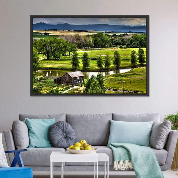 Historic Family Homestead Panoramic Canvas Wall Art-1 Piece-36" x 12"-Tiaracle