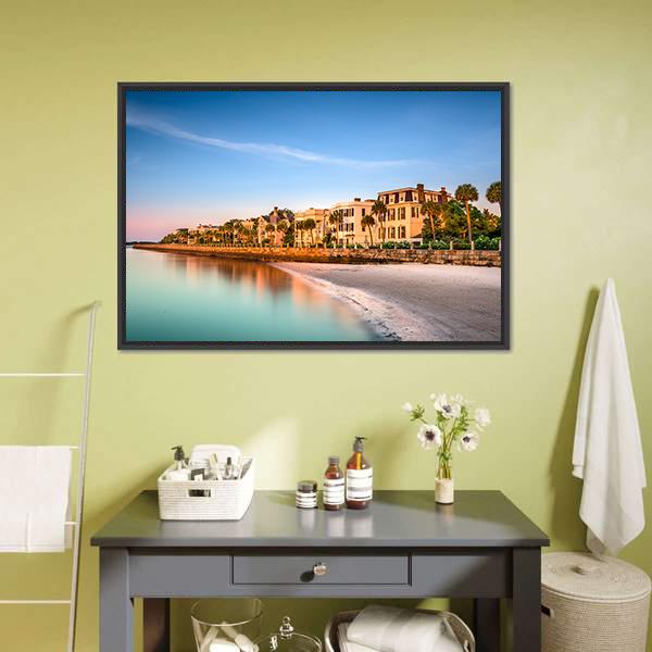 Historic Homes In Charleston Canvas Wall Art-1 Piece-Floating Frame-24" x 16"-Tiaracle
