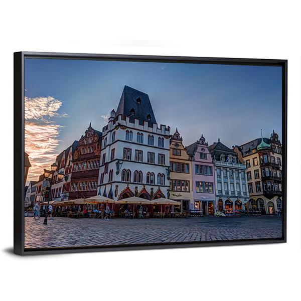 Historic House Facades Main Market Trier Canvas Wall Art-3 Horizontal-Gallery Wrap-25" x 16"-Tiaracle