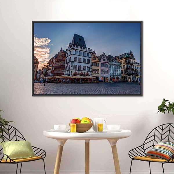 Historic House Facades Main Market Trier Canvas Wall Art-3 Horizontal-Gallery Wrap-25" x 16"-Tiaracle